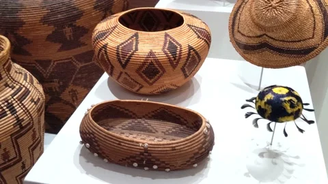 Various Indian Themed Art - Eiteljorg Museum Exhibit 스톡 동영상 136857332