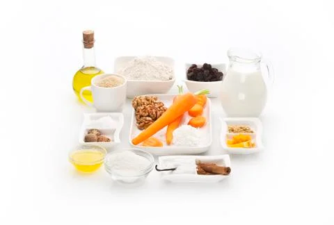 Various ingredients isolated on white background Stock Photos