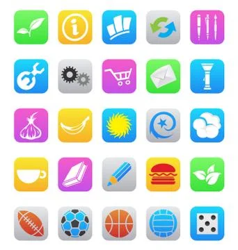Various ios 7 style mobile app icons isolated on a white background イラスト素材