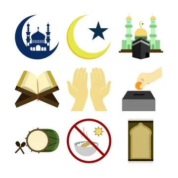 Various Islamic Illustration Design Set Stock Illustration
