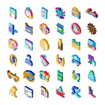 Various isometric abstract icon concepts set Stock Illustration