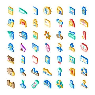 Various isometric concept icons representing science, health and technology Stock Illustration