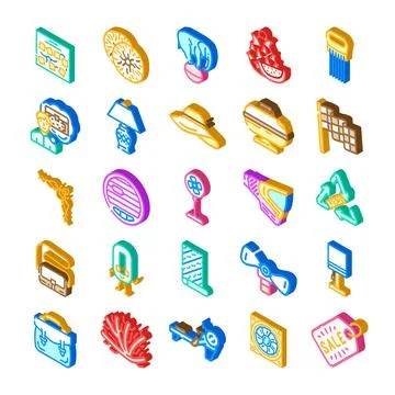 Various isometric household items collection and symbols Illustrazione stock