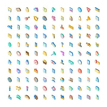 Various isometric icon set for diverse concepts 库存插图