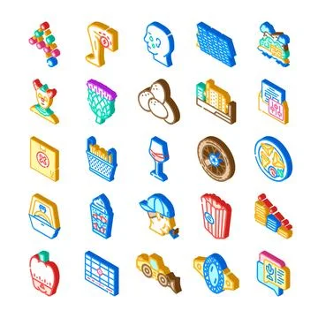 Various isometric icons collection of different objects and concepts 库存插图