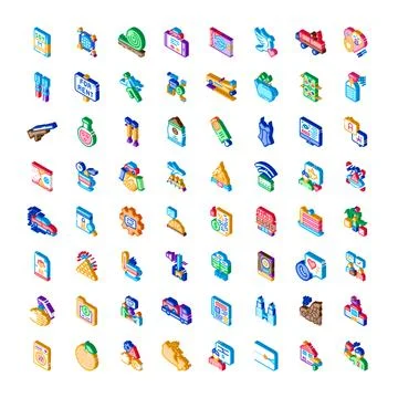 Various isometric icons collection representing different concepts Stock Illustration