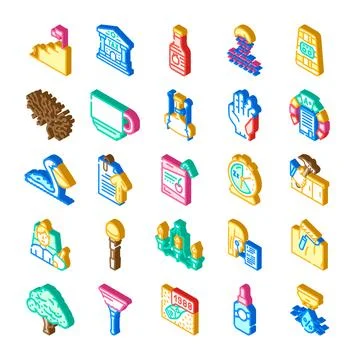 Various isometric icons representing different concepts and objects 스톡 일러스트