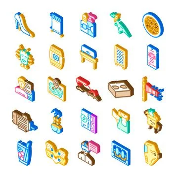 Various isometric icons representing diverse objects and concepts Illustrazione stock