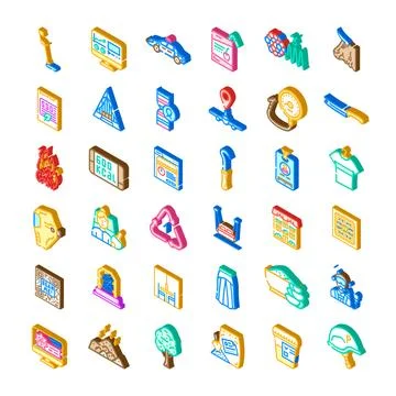 Various isometric icons representing diverse everyday objects and concepts Illustrazione stock