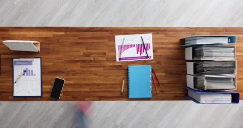 Office Desktop Top View Stock Video Footage | Royalty Free Office ...