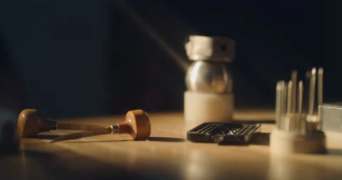 Various jeweler tools on the table Stock Footage 130967742