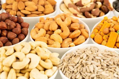 Various kind of nuts Stock Photos