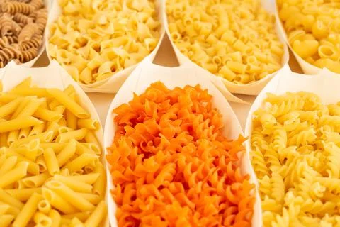 Various kind of pasta Stock Photos