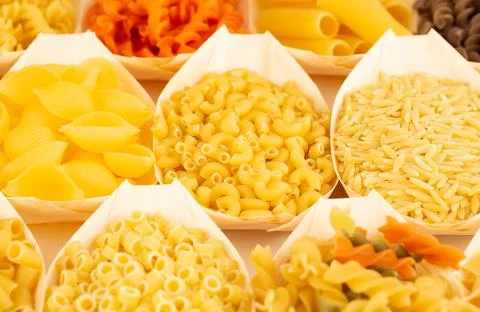 Various kind of pasta Stock Photos