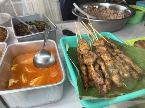 Various kinds of dish inside a showcase in a traditional restaurant Stock Photos