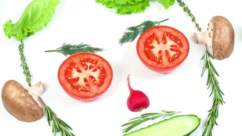 Various kinds of fresh vegetables on white background Stock Footage 138903245