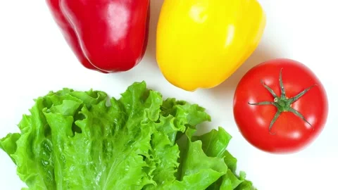 Various kinds of fresh vegetables on white background Stock Footage 138903445