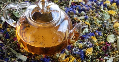 Various kinds of herbal tea  Stock Footage 121026974