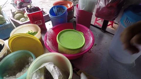Various kinds of ice mixed with peanuts in Bangka indonesia Stock Footage 119410987