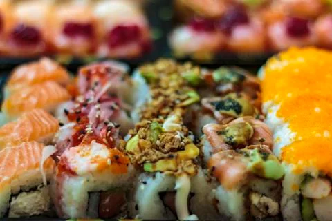 Various kinds of sushi Stock Photos