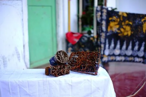 Various kinds of tools to make handmade batik Stock Photos