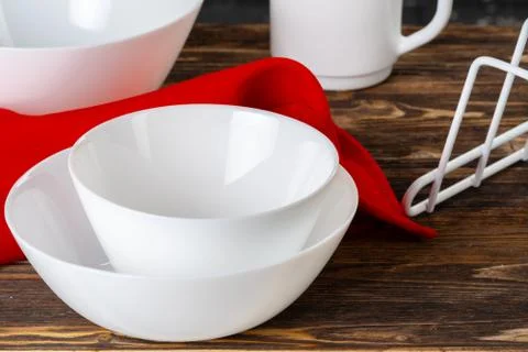 Various kitchen ware on a kitchen counter Stock Photos