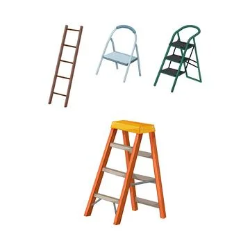 Various ladders and step stools for climbing up Stock Illustration