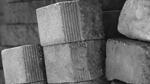 Various landscaping bricks stacked for storage after a build. Video stock 340922696