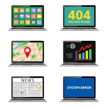 Various laptops isolated on white Illustrazione stock