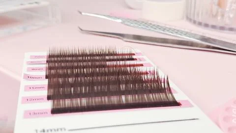Various lash styles and techniques for natural, dramatic, and volumized lashe Stock Photos
