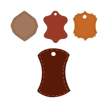 Various leather labels creating a set of design elements Illustrazione stock