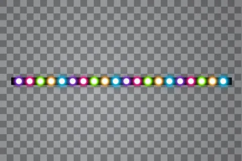 Various LED stripes on transparent background, glowing LED garlands. Set of pink Illustrazione stock