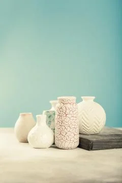 Various light colored vases 스톡 사진