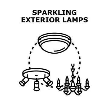 Various lighting fixtures illuminating interior design concepts Stock Illustration