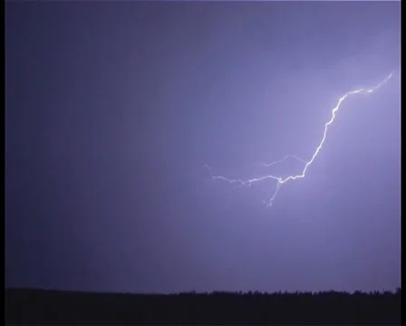Various lightning bolts strike forest night landscape, sound included Stock Footage 30155429
