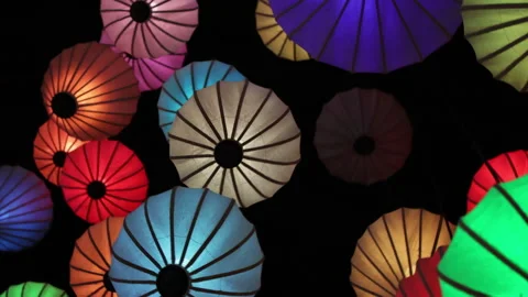 Various lights illuminating a dark room. Stock Footage 276204731