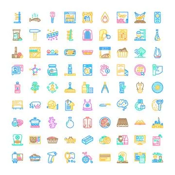Various line icons featuring object and concept designs Stock Illustration