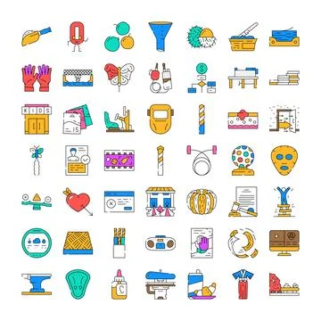 Various line icons illustrating different business and daily concepts Stock Illustration