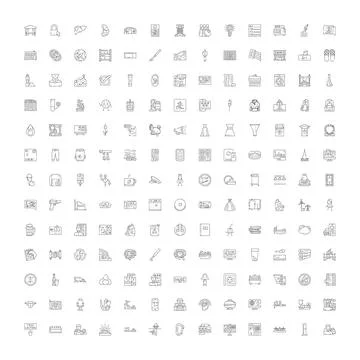 Various line icons representing modern communication and business concepts 库存插图