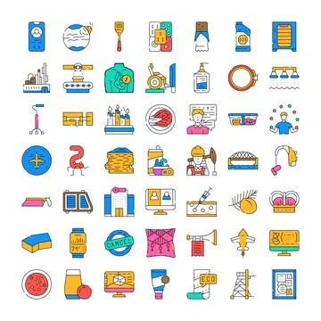 Various line icons representing modern daily life objects イラスト素材