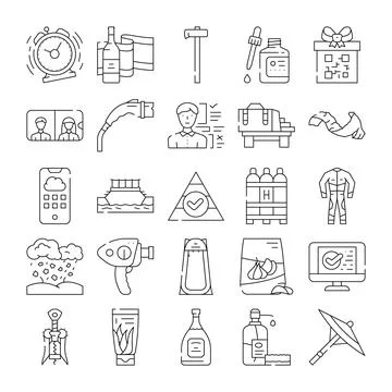Various linear icons for web and mobile applications Stock Illustration