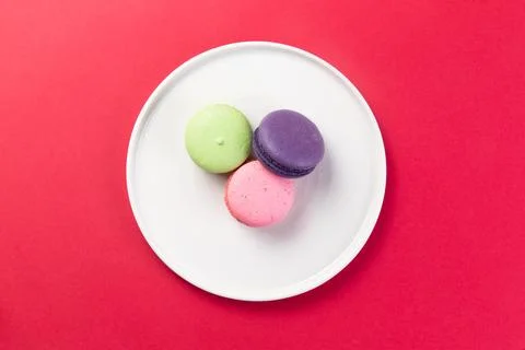 Various macarons in a plate. Stock Photos