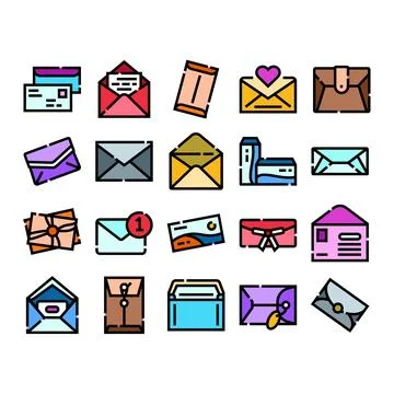 Various mail and message envelopes delivering correspondence Stock Illustration