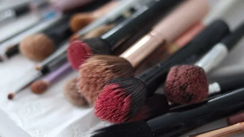 Various makeup all over the table Stock Footage 171488661