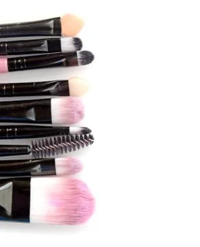 Various makeup brushes isolated over white background Stock Photos