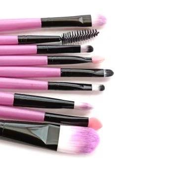 Various makeup brushes isolated over white background Stock Photos