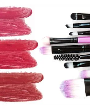 Various makeup brushes isolated over white background Stock Photos