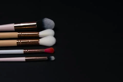 Various makeup brushes isolated over white background Stock Photos