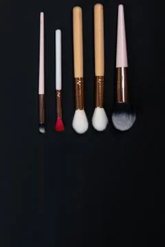 Various makeup brushes isolated over white background Stock Photos