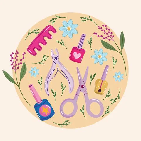 Various manicure accessories Stock Illustration